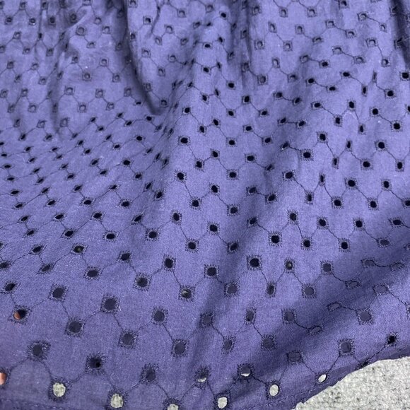 Loft Skirt Womens 14 Navy Eyelet Lace Overlay Boho Peasant Full Cotton Lined - Picture 4 of 12